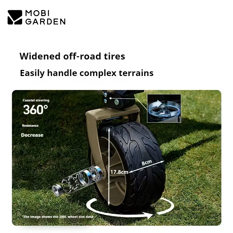 MOBI GARDEN Large Capacity High-Load-Bearing Folding Outdoor Camp Cart - Front Wheel Dual Brake System Detachable Cloth Cover