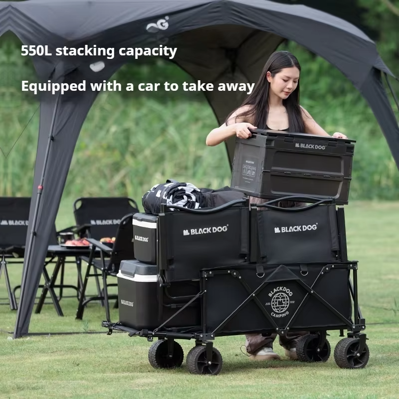 Naturehike BLACKDOG Camping Trolley Picnic Handcart Large Capacity Wagon Trailer Outdoor Folding UtilityCampsite Vehicle Cart
