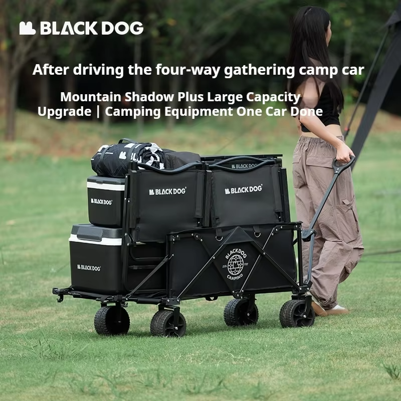 Naturehike BLACKDOG Camping Trolley Picnic Handcart Large Capacity Wagon Trailer Outdoor Folding UtilityCampsite Vehicle Cart