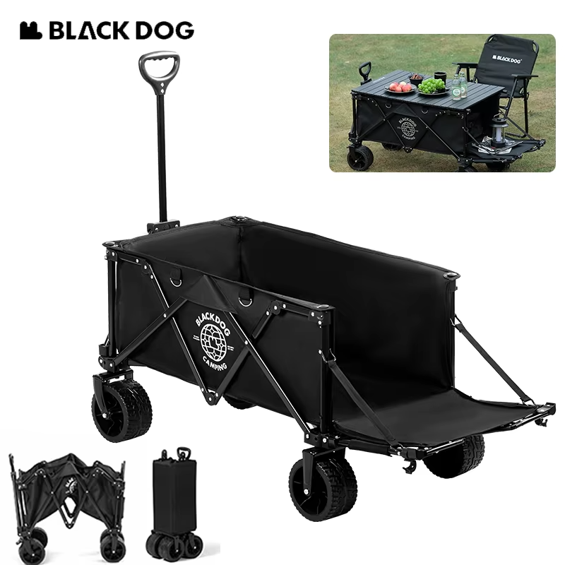 Naturehike BLACKDOG Camping Trolley Picnic Handcart Large Capacity Wagon Trailer Outdoor Folding UtilityCampsite Vehicle Cart