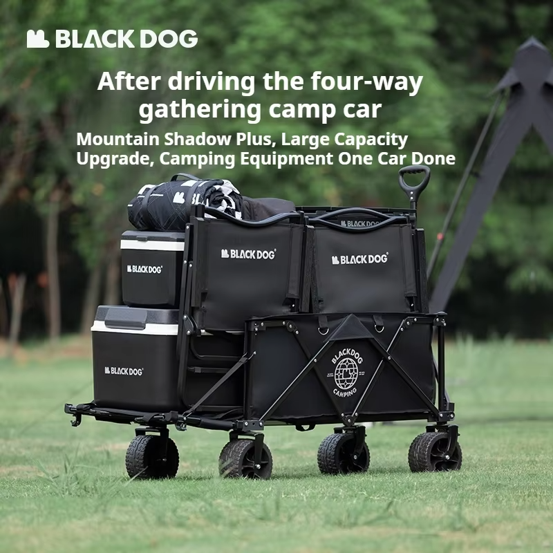 Naturehike BLACKDOG Camping Trolley Picnic Handcart Large Capacity Wagon Trailer Outdoor Folding UtilityCampsite Vehicle Cart