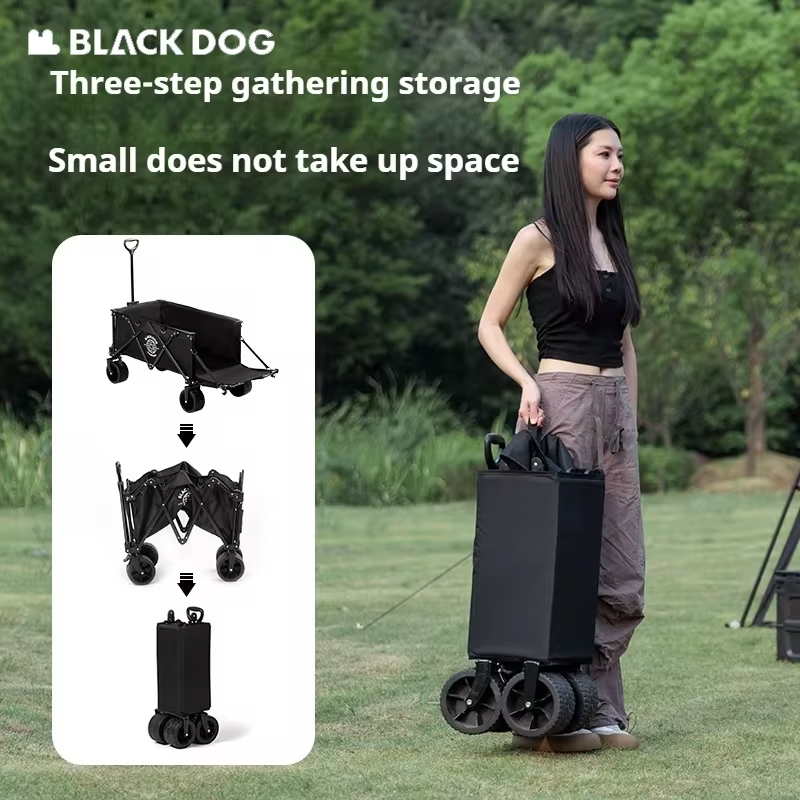 Naturehike BLACKDOG Camping Trolley Picnic Handcart Large Capacity Wagon Trailer Outdoor Folding UtilityCampsite Vehicle Cart