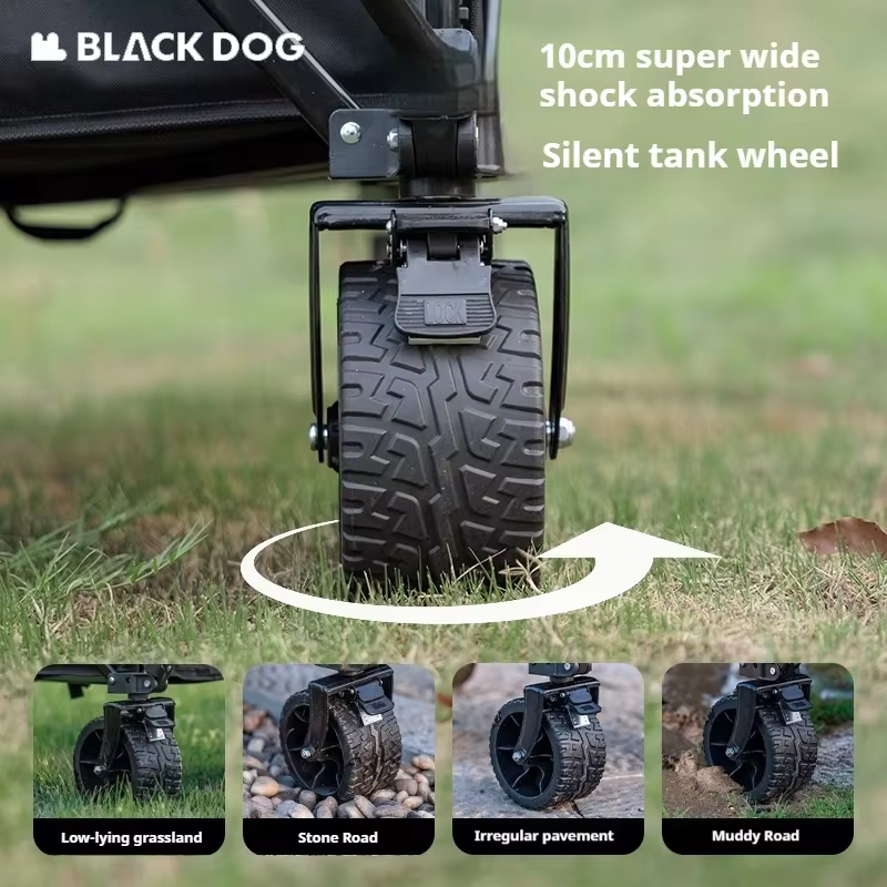 Naturehike BLACKDOG Camping Trolley Picnic Handcart Large Capacity Wagon Trailer Outdoor Folding UtilityCampsite Vehicle Cart