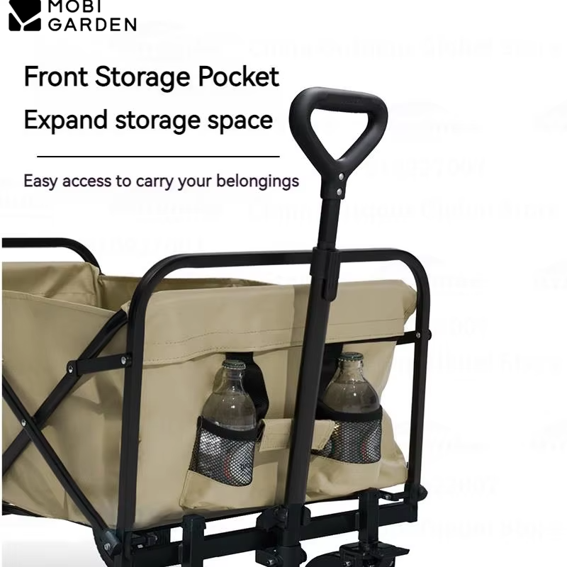 MOBI GARDEN 100L Folding Cart Wagon Large Capacity Camping Outdoor Travel Trolley Portable Double Brake Wheel Bearing 125KG