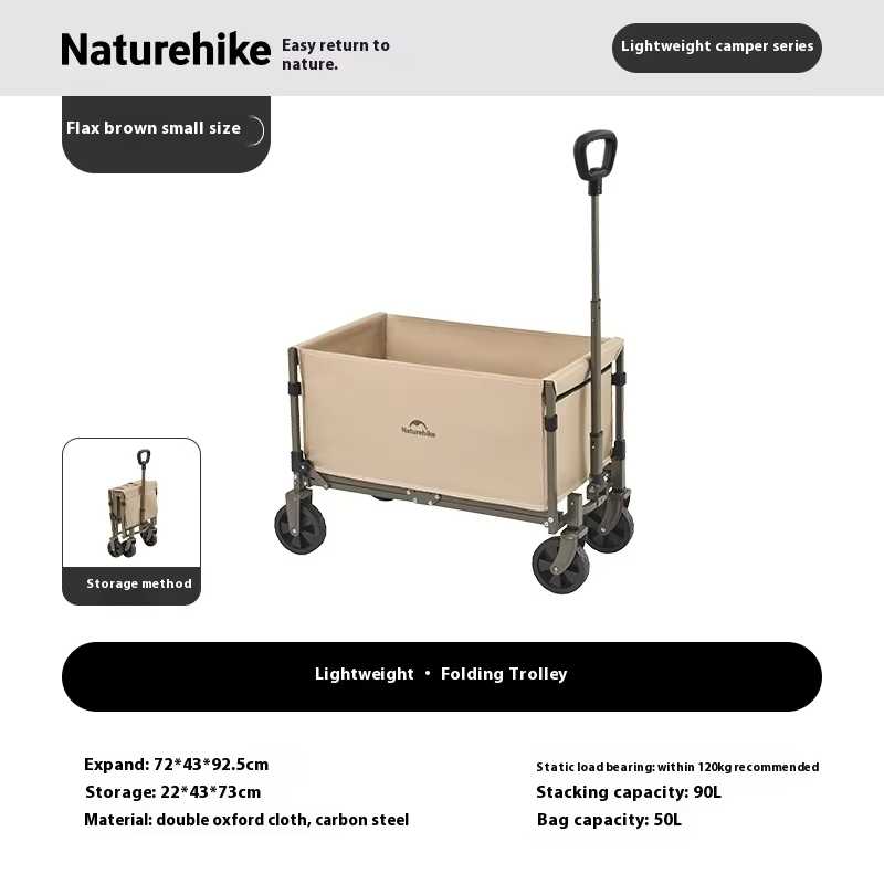Naturehike Foldable Outdoor Camping Cart Large Capacity Portable Multipurpose Trolley HeavyDuty Picnic Collapsible Utility Wagon