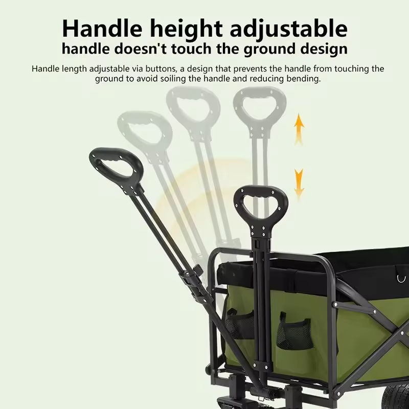Wheeled Folding Cart Wagon Large Capacity Multifunction Cart Garden Park Outdoor Beach Camping Carts Portable Barbecue Trolley