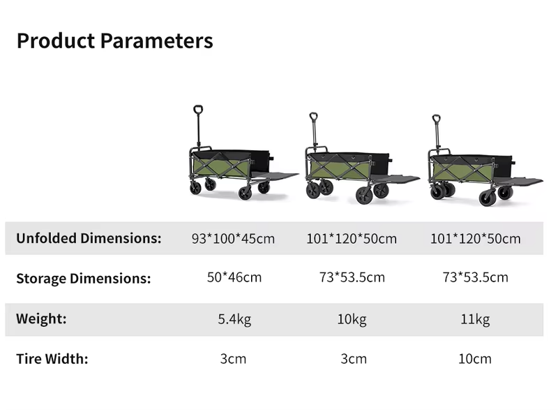 Wheeled Folding Cart Wagon Large Capacity Multifunction Cart Garden Park Outdoor Beach Camping Carts Portable Barbecue Trolley