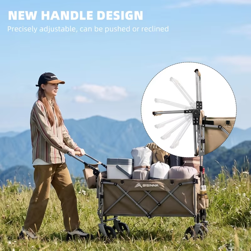 BISINNA Camping Wagon Cart Folding Utility Heavy Duty Large Capacity Trolley Outdoor Shopping Picnic Collapsible Hand Truck