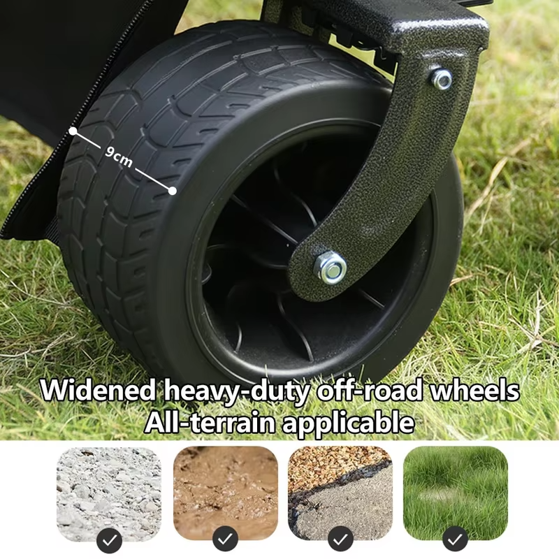 300kg Camping Cart Outdoor Camping Cart with Sunshade,  Folding Beach Wagon, Bench Wagon Pull Cart, with Cup Holder