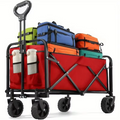 Heavy Duty Wagon Carts Foldable, Portable Wagons for Groceries, Beach Cart with All-Terrain Wheels  Drink Holders, Utility Wagon
