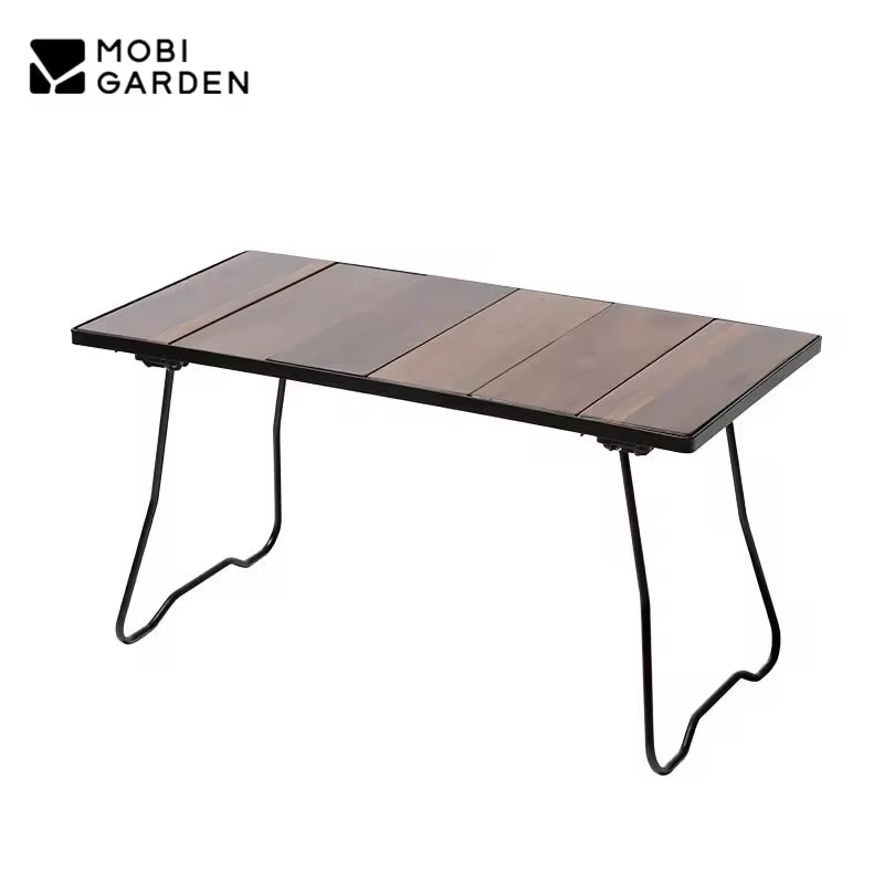 MOBI GARDEN Camping Outdoor Portable Table Hiking IGT Combination Black Walnut Table Folding Multipurpose Solid Wood Table BBQ