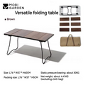 MOBI GARDEN Camping Outdoor Portable Table Hiking IGT Combination Black Walnut Table Folding Multipurpose Solid Wood Table BBQ
