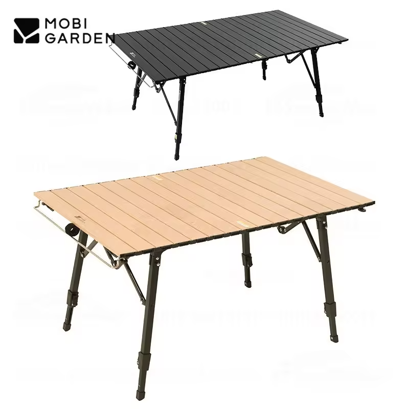 MOBI GARDEN Egg Roll Table Camping Aluminum Alloy Adjustable Lift Table Outdoor Folding Lightweight Portable Picnic Furniture