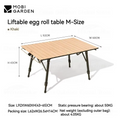 MOBI GARDEN Egg Roll Table Camping Aluminum Alloy Adjustable Lift Table Outdoor Folding Lightweight Portable Picnic Furniture