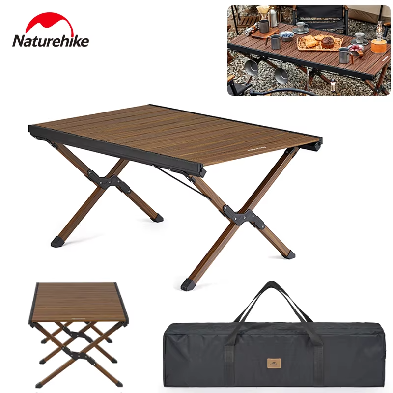 Naturehike Aluminum Alloy Table Camping Ultralight Furniture Egg Roll Table Outdoor Folding Portable BBQ Party Picnic Desktop