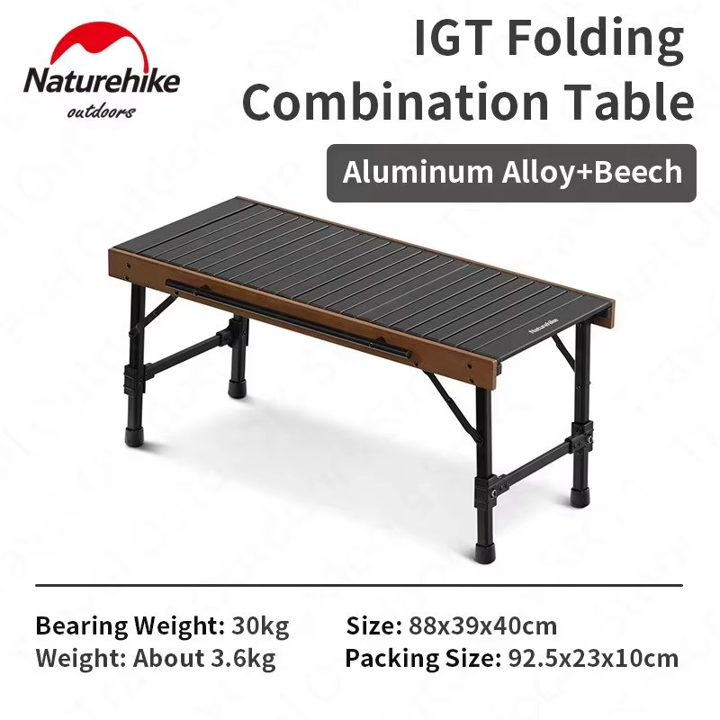 Naturehike IGT Table Outdoor Aluminum Alloy Folding Camping Cooking Barbecue Grill BBQ Picnic Removable Portable Bearing 30kg
