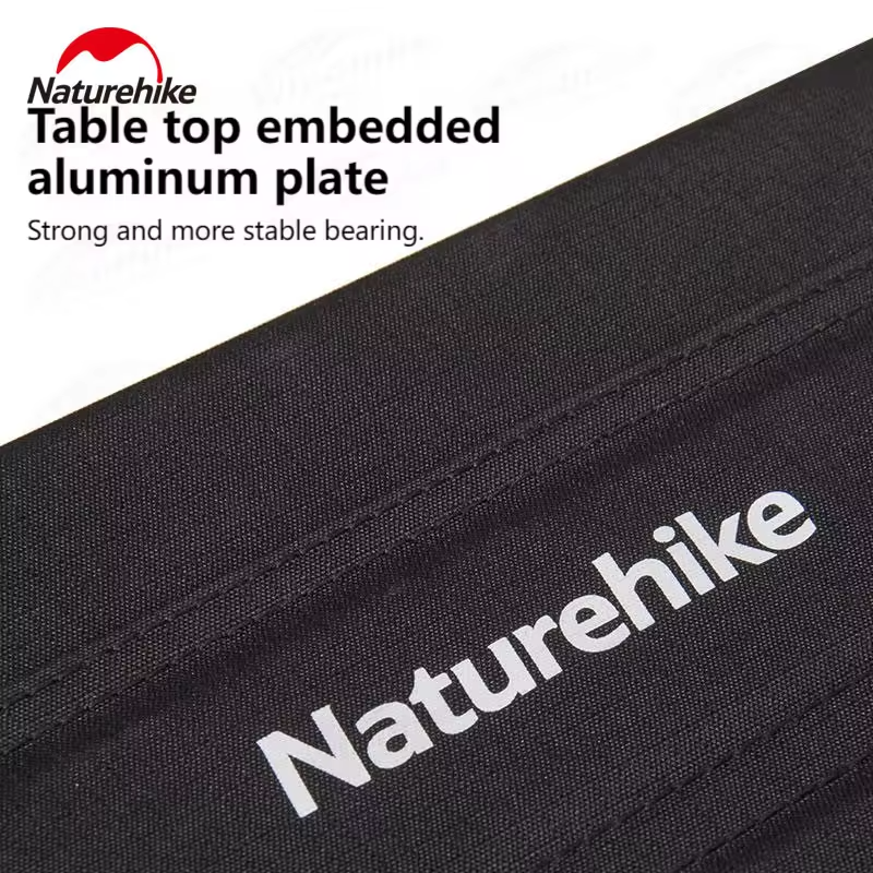 Naturehike Folding Cloth Roll Table Portable Outdoor Camping Picnic Storage Black Table Aluminum Alloy Bracket Bearing 30kg