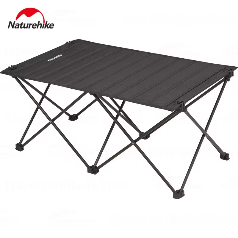 Naturehike Folding Cloth Roll Table Portable Outdoor Camping Picnic Storage Black Table Aluminum Alloy Bracket Bearing 30kg