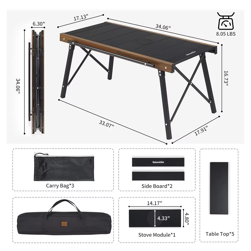 Naturehike Camping Folding Aluminum Alloy IGT Table Multifunctional Portable BBQ Grill Table Outdoor Picnic Cooking Table