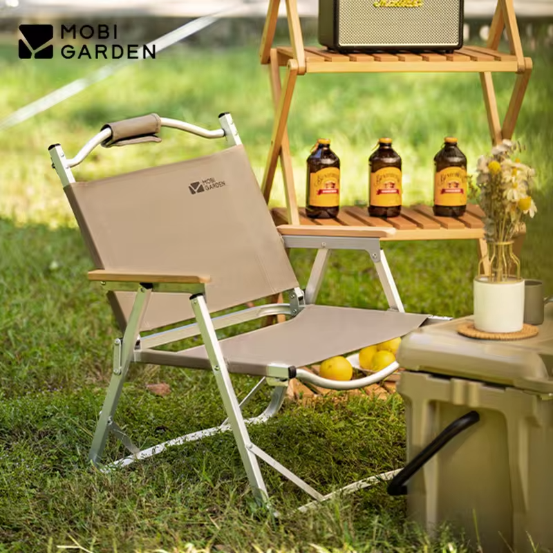MOBI GARDEN Outdoor Folding Chair Portable Aluminum Alloy Picnic Lightweight Armchair 600D Oxford Cloth Camping Leisure Chair