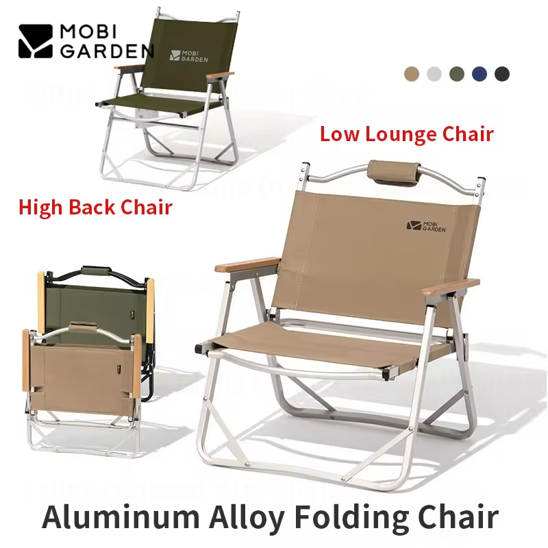 MOBI GARDEN Outdoor Folding Chair Portable Aluminum Alloy Picnic Lightweight Armchair 600D Oxford Cloth Camping Leisure Chair