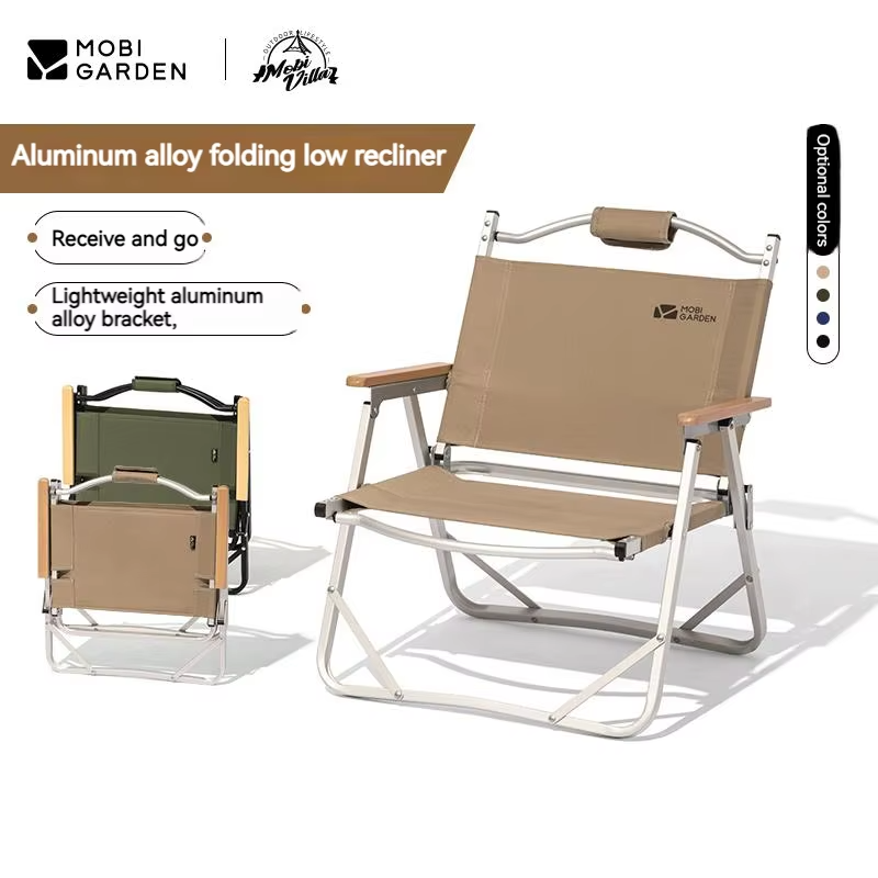 MOBI GARDEN Outdoor Folding Chair Portable Aluminum Alloy Picnic Lightweight Armchair 600D Oxford Cloth Camping Leisure Chair