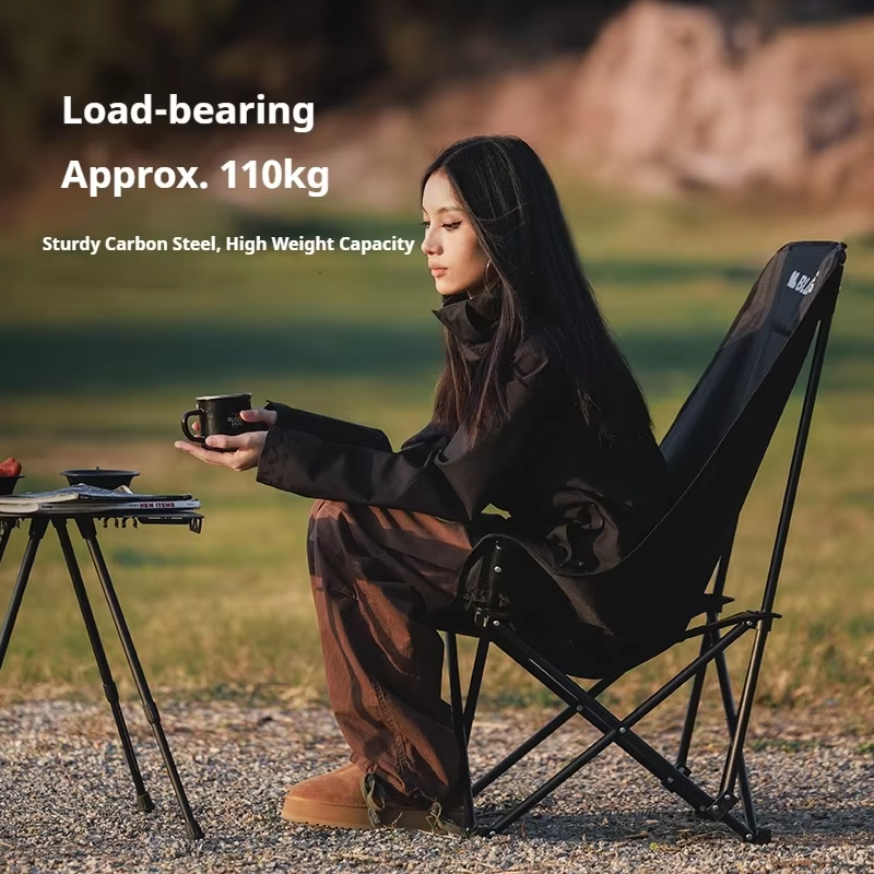 Naturehike BLACKDOG Outdoor High-Back Folding Standard/Thickened Chair 600D Oxford+Carbon Steel Material Comfortable for Camping
