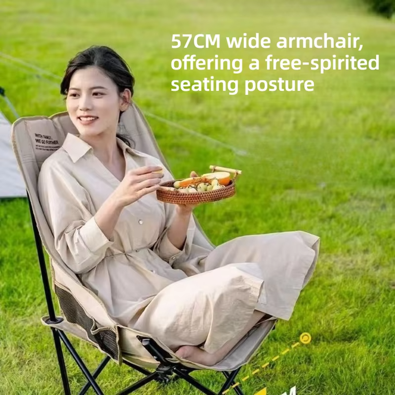 Outdoor Adjustable Folding Moon Chair Thickened Oxford Cloth Three-speed Adjustable Portable Camping Picnic Garden Recliner