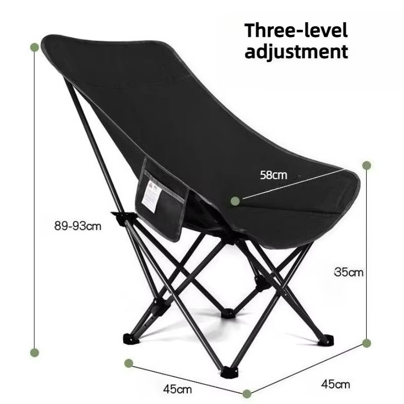 Outdoor Adjustable Folding Moon Chair Thickened Oxford Cloth Three-speed Adjustable Portable Camping Picnic Garden Recliner