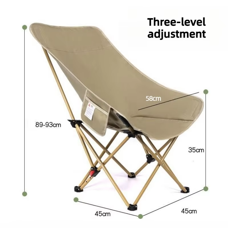 Outdoor Adjustable Folding Moon Chair Thickened Oxford Cloth Three-speed Adjustable Portable Camping Picnic Garden Recliner