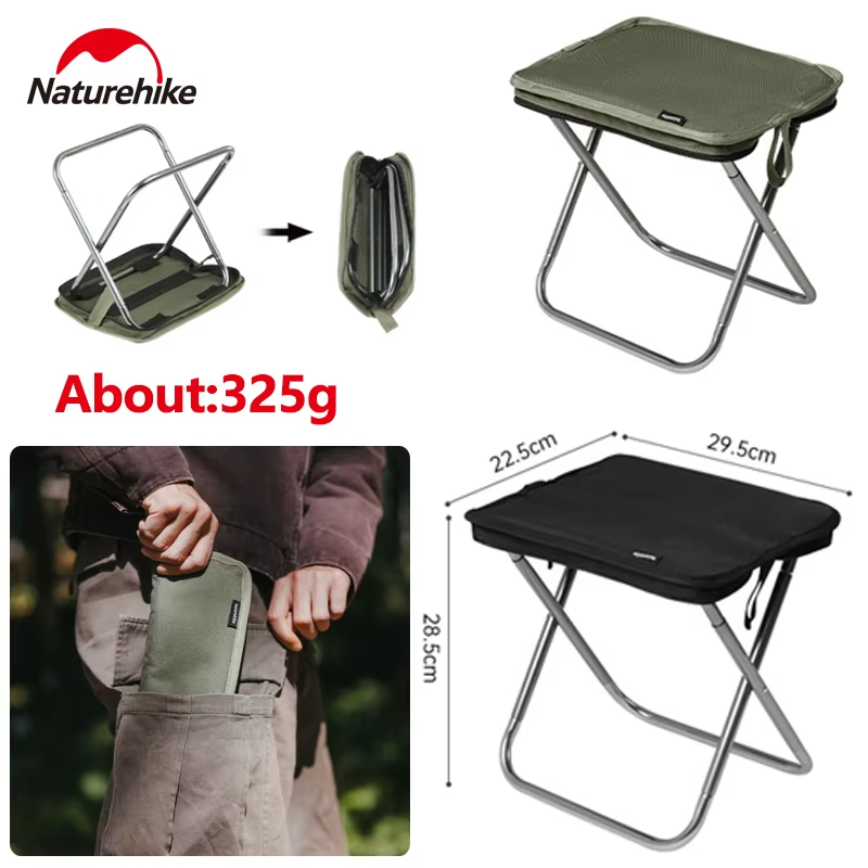 Naturehike Outdoor Folding Seat Stool Ultralight Camping Aluminum Alloy Mini Storage Portable Hiking Fishing Chair Bearing 180kg