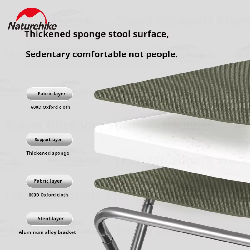 Naturehike Outdoor Folding Seat Stool Ultralight Camping Aluminum Alloy Mini Storage Portable Hiking Fishing Chair Bearing 180kg