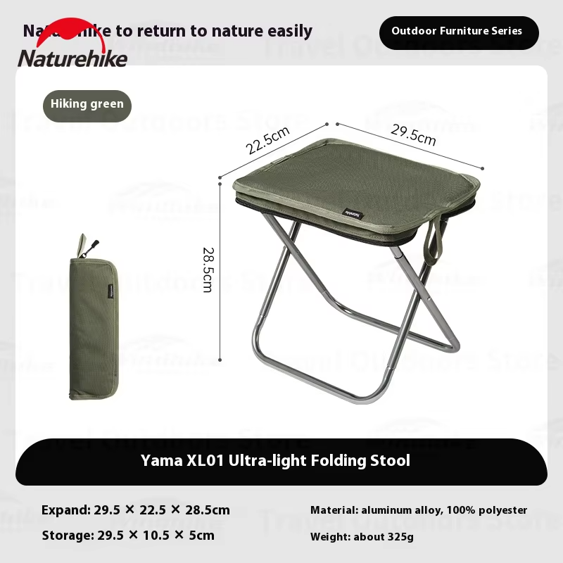 Naturehike Outdoor Folding Seat Stool Ultralight Camping Aluminum Alloy Mini Storage Portable Hiking Fishing Chair Bearing 180kg