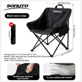 Sonuto Padded Moon Chair, Heavy Duty 600D Oxford Camping Chair with Storage Bag, Oversized Folding Seat for Outdoor & Garden