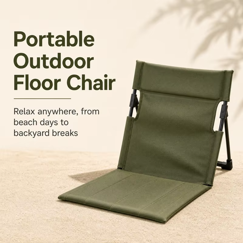 Portable Folding Beach Chair Lightweight Waterproof Oxford Cloth Heavy‑Duty Outdoor Camping Chair with Carry Bag Side Pocket