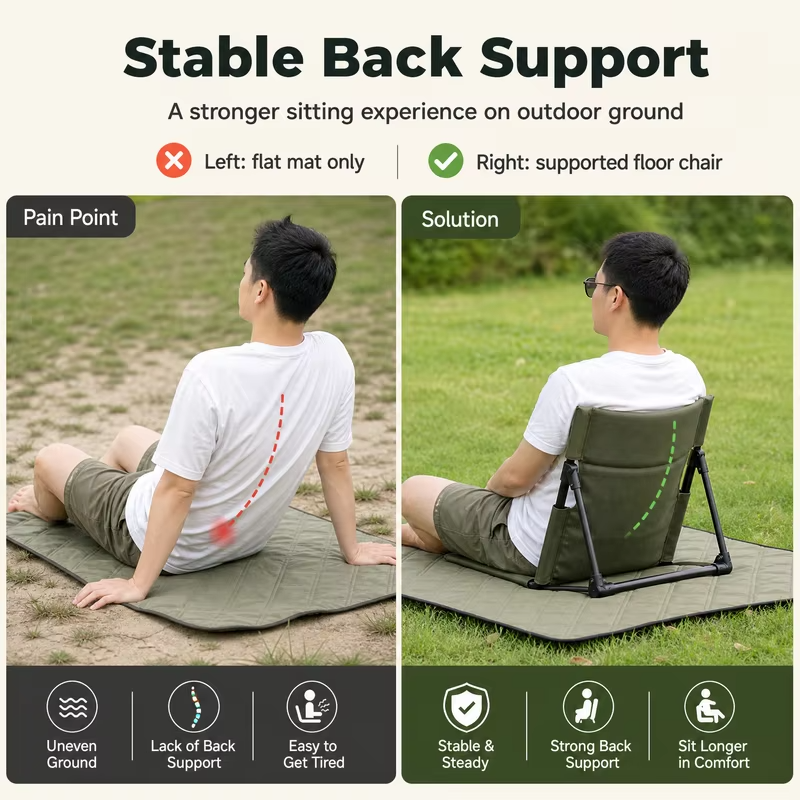 Portable Folding Beach Chair Lightweight Waterproof Oxford Cloth Heavy‑Duty Outdoor Camping Chair with Carry Bag Side Pocket