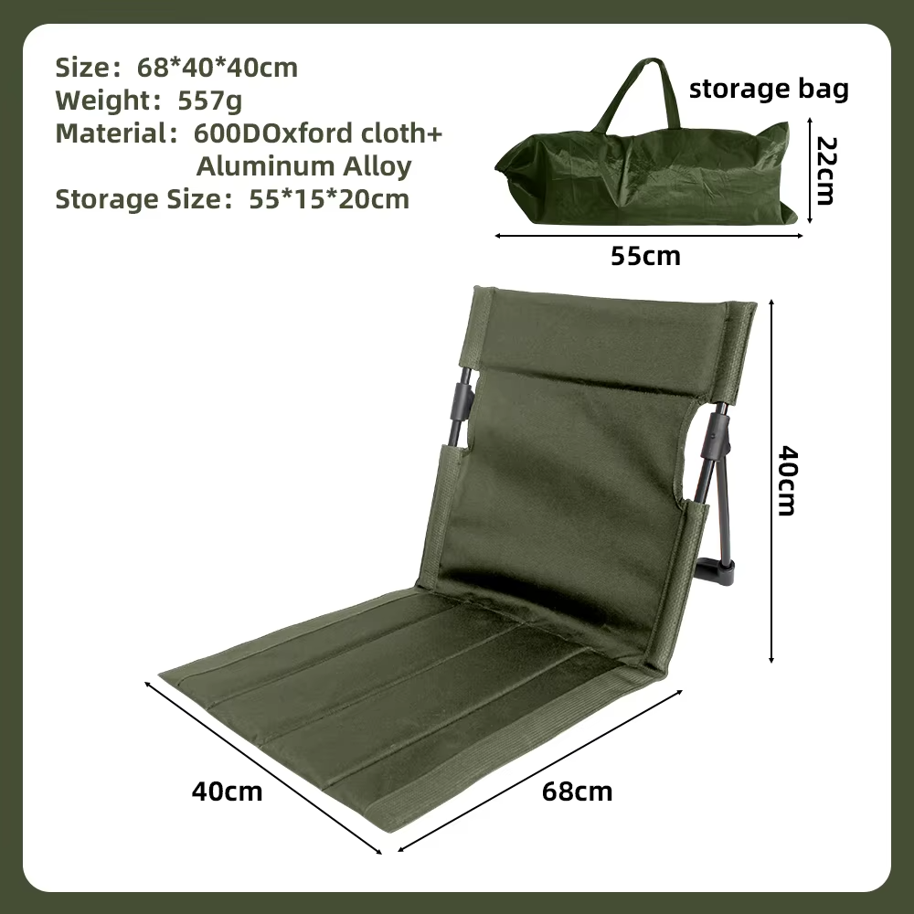 Portable Folding Beach Chair Lightweight Waterproof Oxford Cloth Heavy‑Duty Outdoor Camping Chair with Carry Bag Side Pocket