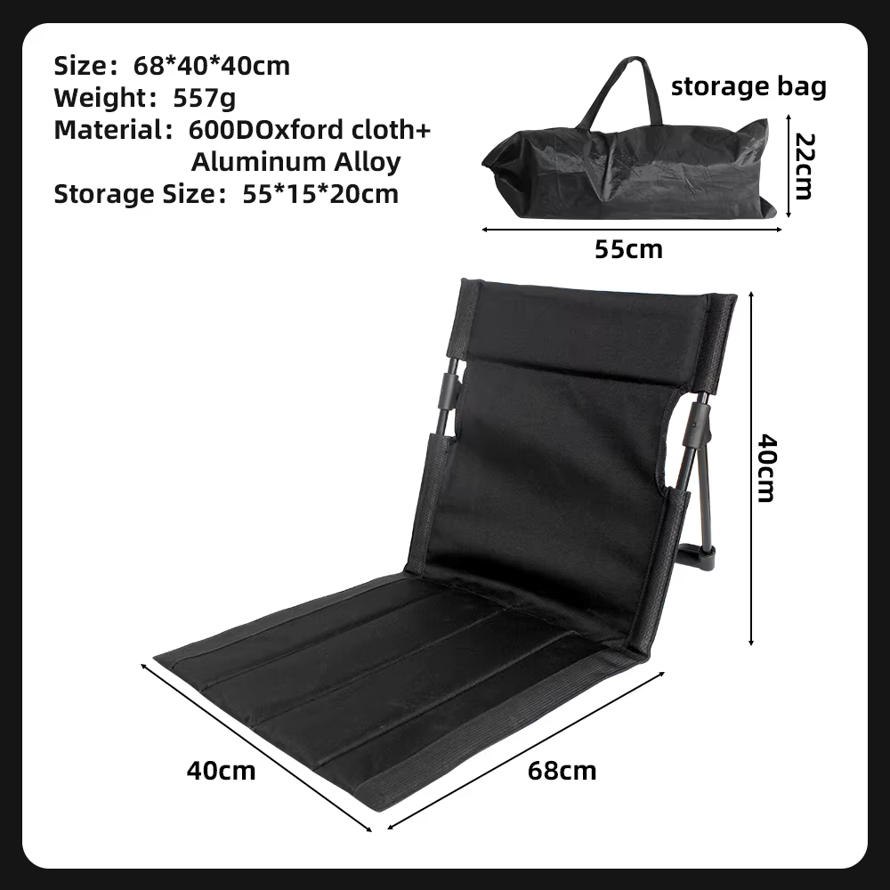 Portable Folding Beach Chair Lightweight Waterproof Oxford Cloth Heavy‑Duty Outdoor Camping Chair with Carry Bag Side Pocket