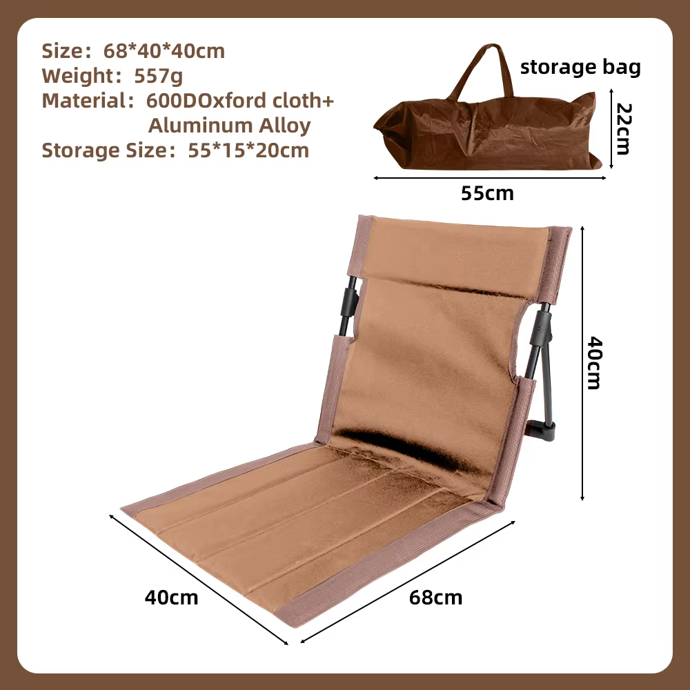 Portable Folding Beach Chair Lightweight Waterproof Oxford Cloth Heavy‑Duty Outdoor Camping Chair with Carry Bag Side Pocket