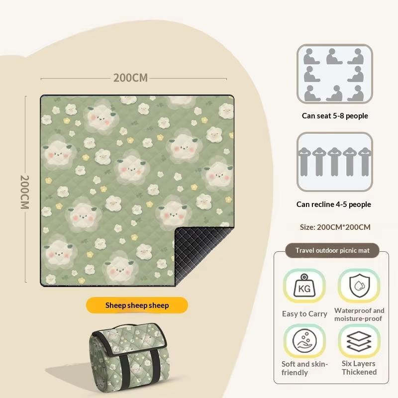 Thickened Ultrasonic Picnic Blanket Waterproof Foldable Extra Large Beach Camping Mat for Outdoor Family Picnic Music Festival