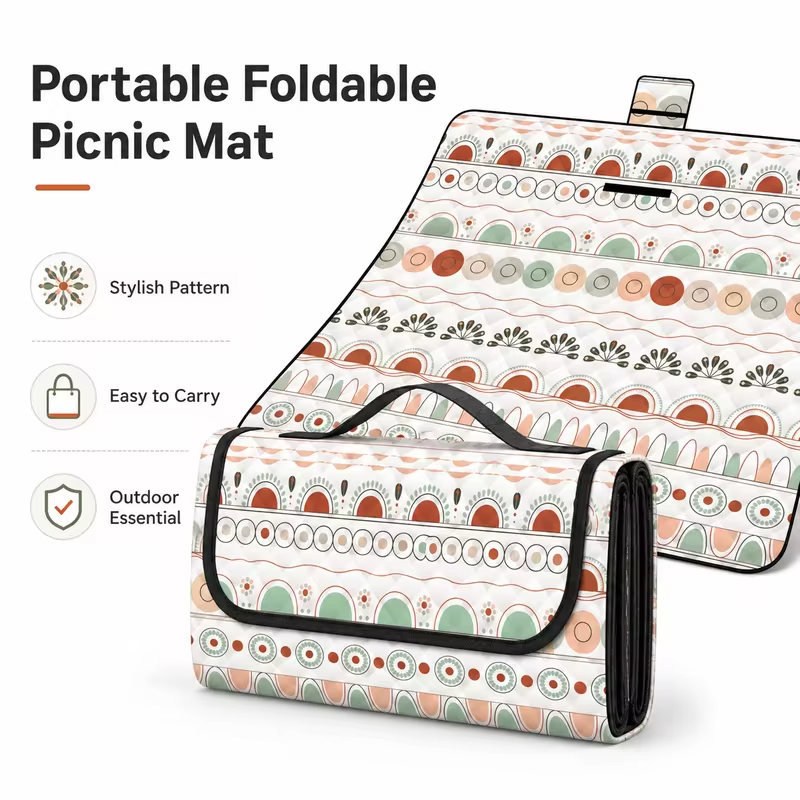Portable Foldable Picnic Blanket Waterproof Outdoor Camping Mat Large Beach Blanket Lightweight Picnic Rug with Carry Handle for