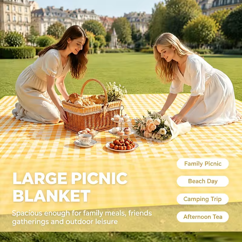 Portable Waterproof Picnic Blanket Foldable Oxford Outdoor Camping Mat Sand proof Moisture proof Beach Mat for Family ParkTravel