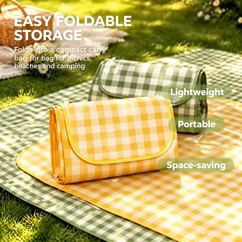 Portable Waterproof Picnic Blanket Foldable Oxford Outdoor Camping Mat Sand proof Moisture proof Beach Mat for Family ParkTravel