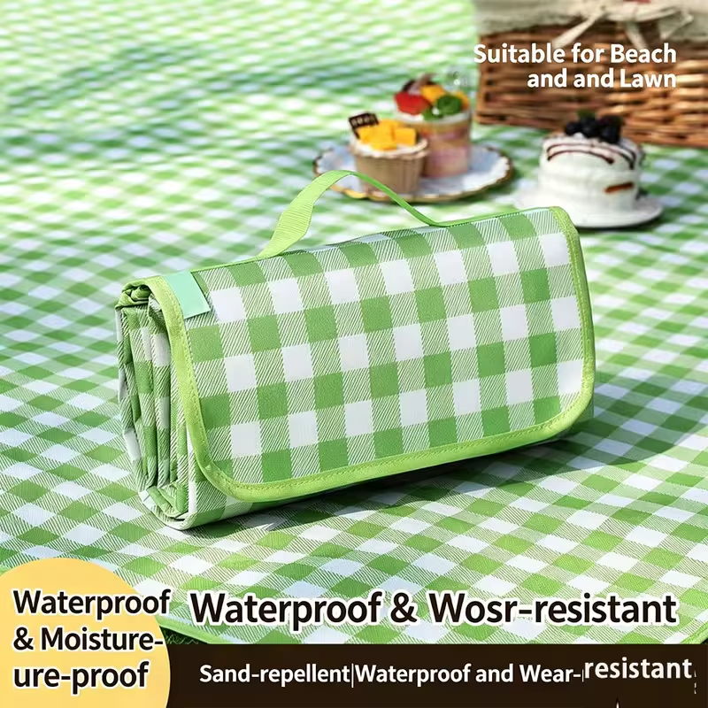 Portable Waterproof Picnic Blanket Foldable Oxford Outdoor Camping Mat Sand proof Moisture proof Beach Mat for Family ParkTravel