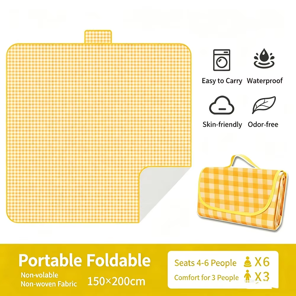 Portable Waterproof Picnic Blanket Foldable Oxford Outdoor Camping Mat Sand proof Moisture proof Beach Mat for Family ParkTravel