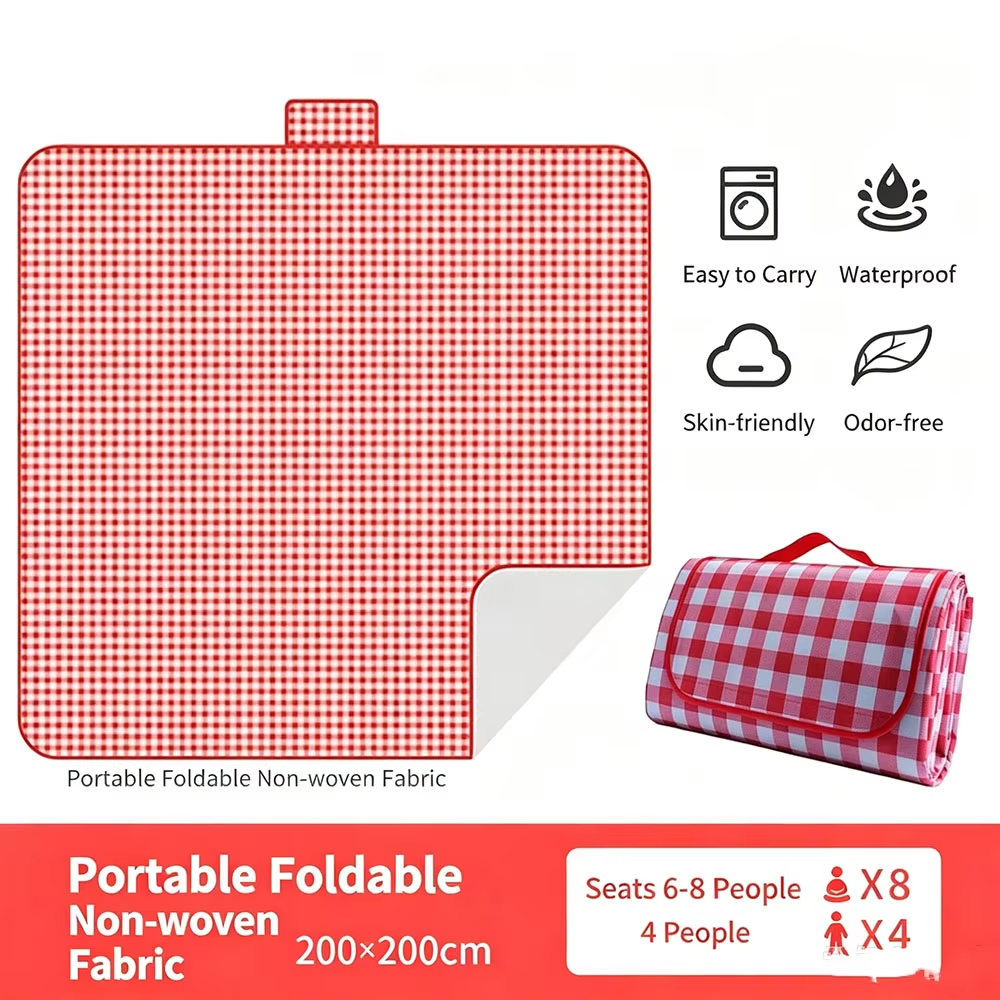 Portable Waterproof Picnic Blanket Foldable Oxford Outdoor Camping Mat Sand proof Moisture proof Beach Mat for Family ParkTravel