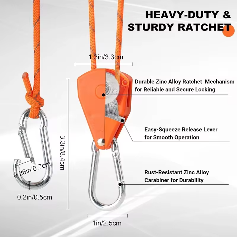 4m 6pcs Reflective Camping Tent Rope Tie Down Fastener Fixed Buckle Pulley Tensioner Ratchet Hangers Awning Wind Rope Outdoor