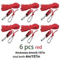4m 6pcs Reflective Camping Tent Rope Tie Down Fastener Fixed Buckle Pulley Tensioner Ratchet Hangers Awning Wind Rope Outdoor
