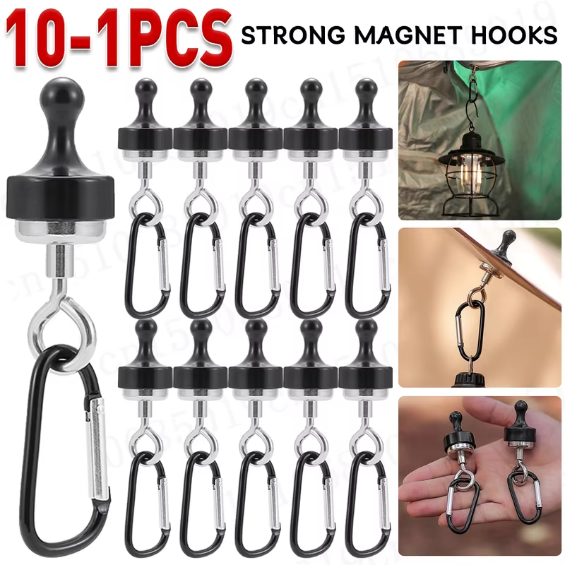 Outdoor Camping Strong Magnetic Hooks Tent Canopy Carabiners Mountaineering Buckle Magnet Hanger Camping Light Hook Accessories