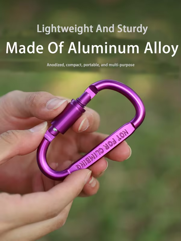 3/5Pcs Aluminum Alloy with Lock D-Shaped Carabiner Multi-Color Keychain Camping Hiking Sports Backpack Buckle Outdoor Tool